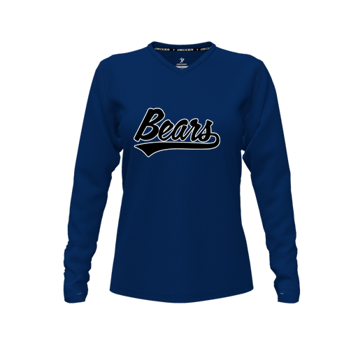 [FTLVCFNV-FYXS-LOGO2] Decker Comfort T-Shirt (Female Youth XS, Navy, V Neck, Logo 2, Long Sleeve)