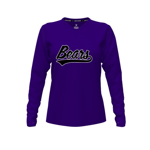 [FTLVCFPP-FYXS-LOGO2] Decker Comfort T-Shirt (Female Youth XS, Purple, V Neck, Logo 2, Long Sleeve)
