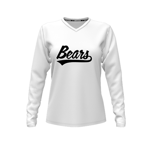 [FTLVPTWH-FYXS-LOGO2] Decker Performance T-Shirt (Female Youth XS, White, V Neck, Logo 2, Long Sleeve)