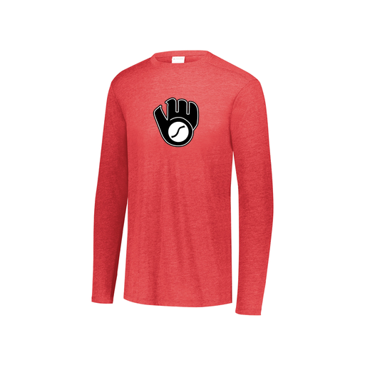 [FTLCUBRD-YS-LOGO3] Decker Youth Tri-Blend T-Shirt - Long Sleeve (Youth S, Red, Logo 3)